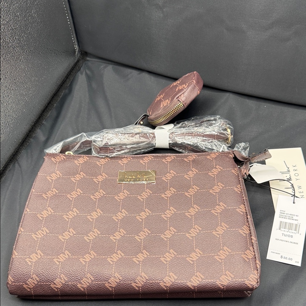 Nicole Miller, New York new Monogram crossbody, and coin pouch